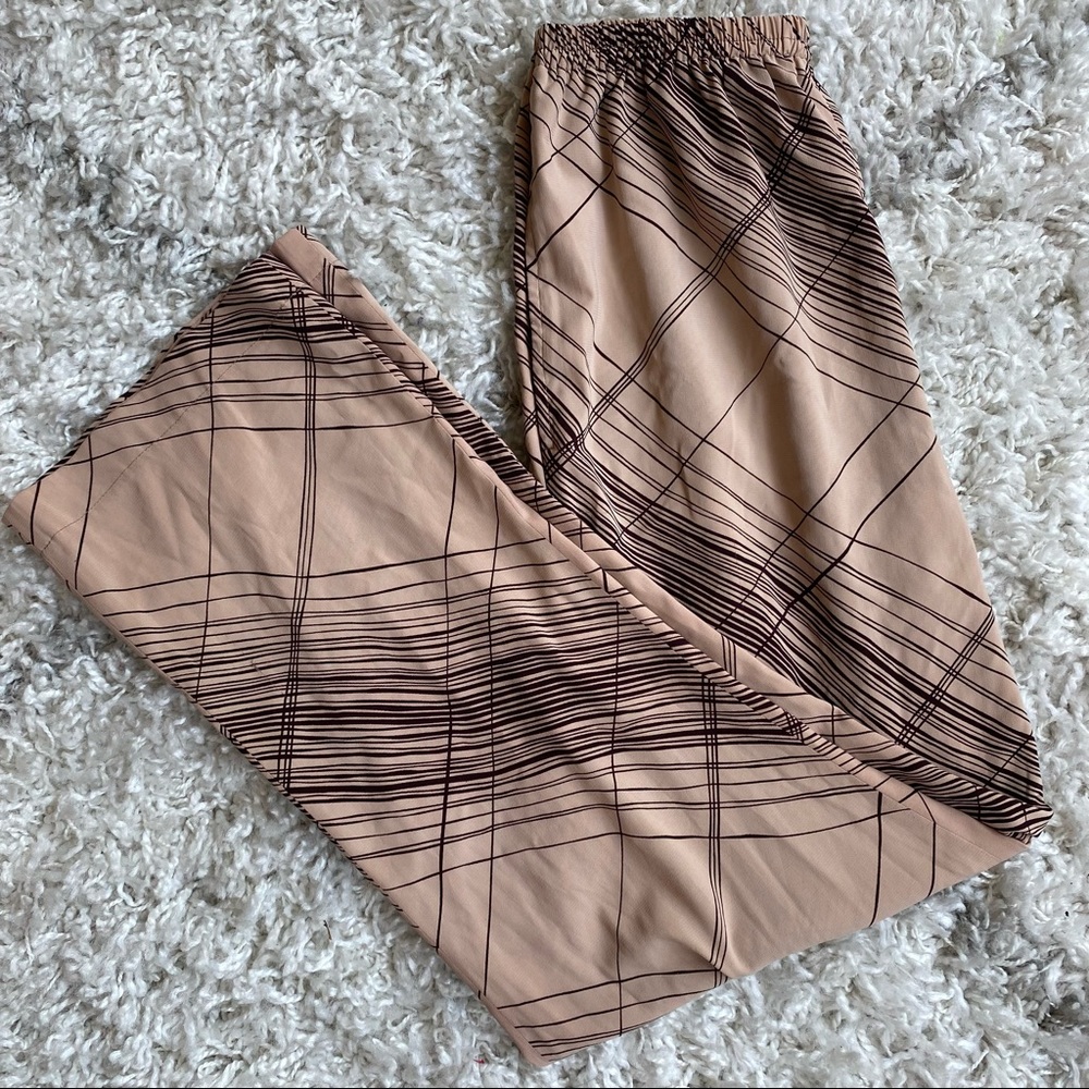 Tan and Brown Striped Cropped Pants